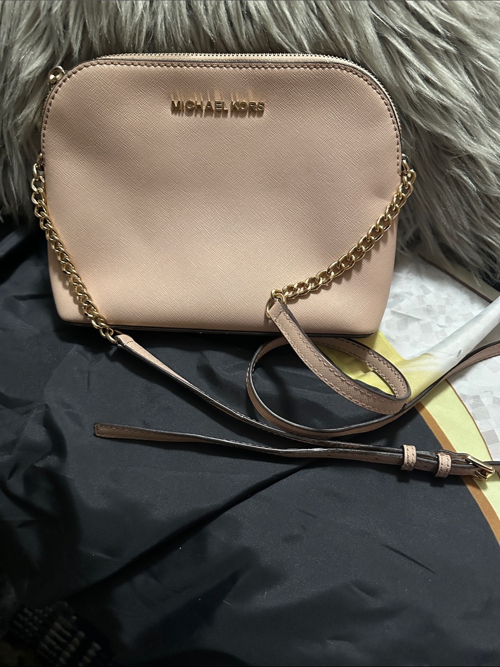 Michael Kors Pink Blush Chain-Accent Crossbody Bag